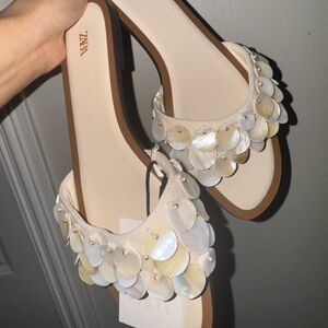 Zara Women's Sandals with Cream Shell Accents